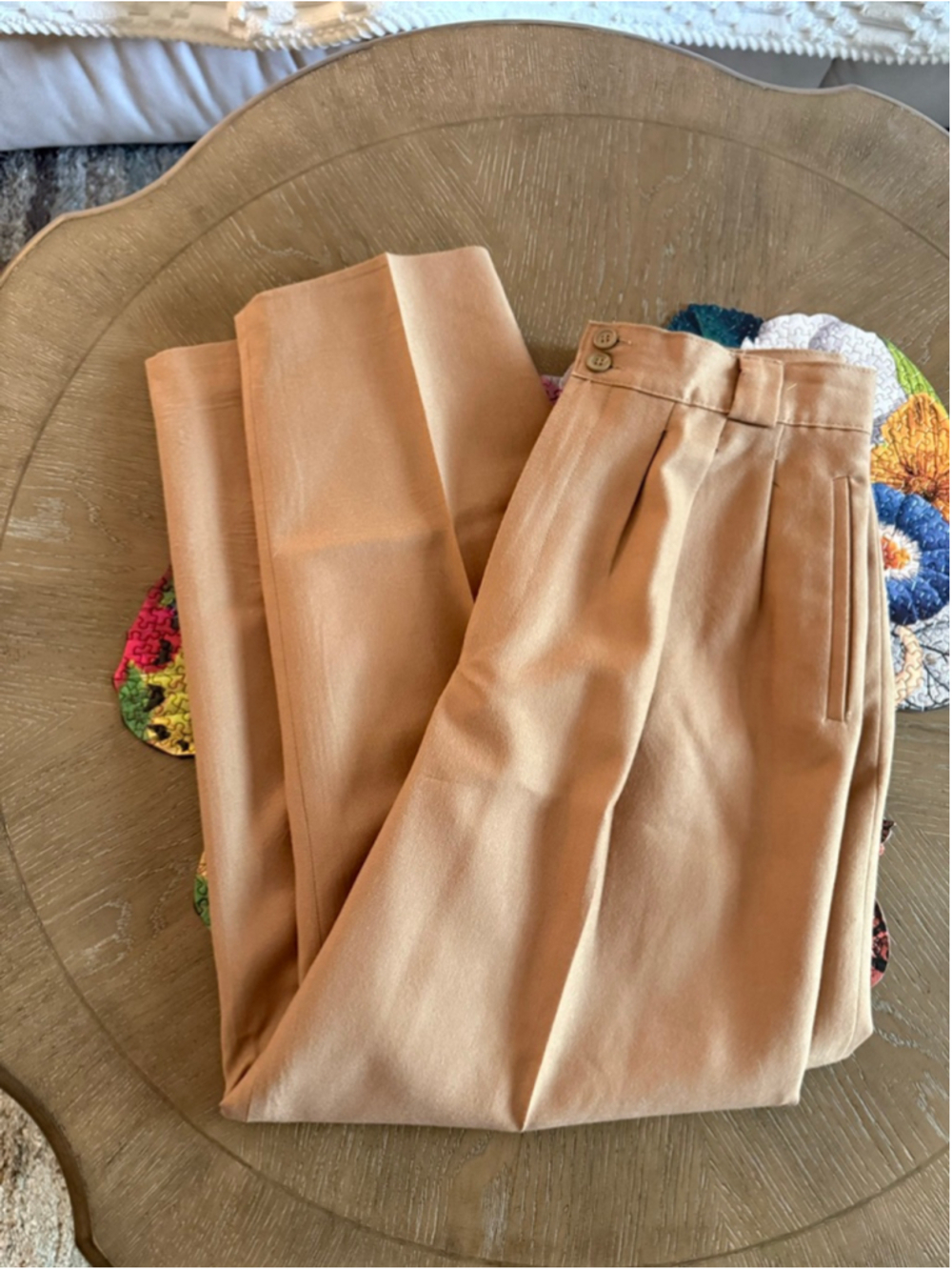 Giorgio Sant'Angelo Wool Trousers Beige Size 14